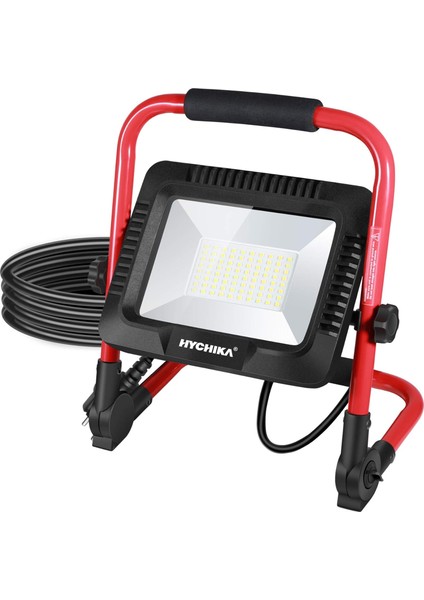 Şantiye Projektörü, 50 W, Hychıka LED Projektör, 5500 Lm, 6500 K, Su Geçirmez IP65 Çalışma Lambası, Döndürülebilir, 3 M Fişli Kablo, Atölye, Şantiye Için