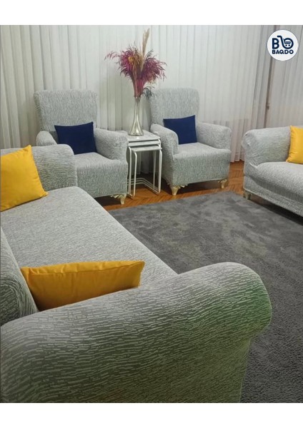 Baqdo Jakarlı Çubuk, Düz Desen 3+3+1+1 Lastikli Koltuk ,kanepe ,çekyat Örtüsü ,kılıfı Esnekli 3311 Takımı fiyatları