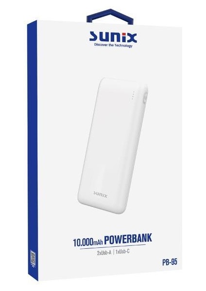 10.000 mAh Taşınabilir Powerbank Beyaz Pb-95 modelleri