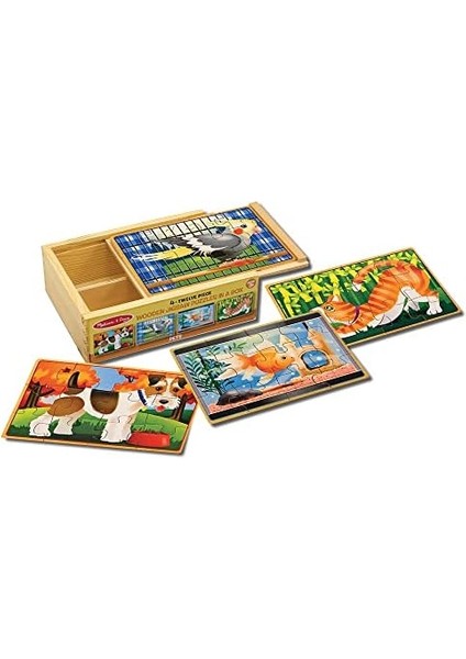 & Doug 13790 Ahşap 12X4 Yapboz Seti Evcil Hayvanlar