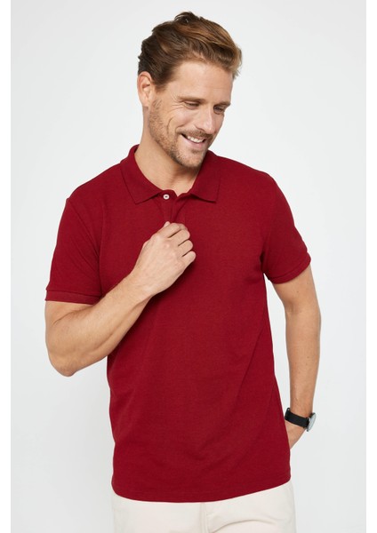 Erkek 5'li Paket Bordo-Gri-Lacivert-Beyaz-Mavi Slim Fit Dar Kesim Pamuklu Düz Pike Polo Yaka Tişört modelleri