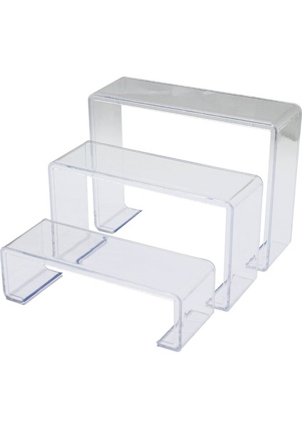 Poşetli 3 Boy Merdiven Teşhir Ayak Yükseklik: 6-11.5-16.5 cm Derinlik: 6.5 cm En: 19.5-20.5-21.5 cm