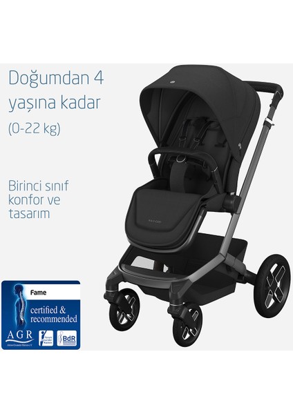 Maxi- Cosi Fame LED Işıklı Entegre Telefon Şarj Üniteli Premium Bebek Arabası Twillic Black modelleri