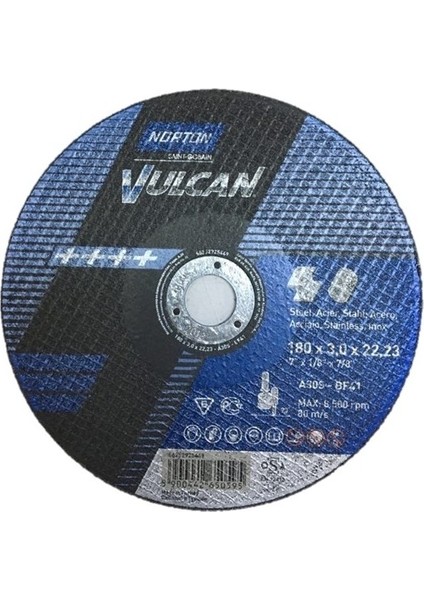 25'li Norton Vulcan 180X3,0 Metal ve Inox Kesici Taş
