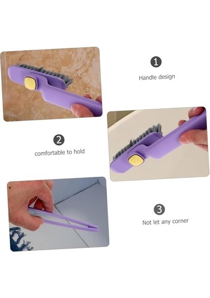 Lüks Sert Kıllı Köşe, Aralık, Derz, Banyo, Klozet, Küvet, Mutfak, Lavabo, Ayakkabı, Araç, Halı Temizleme Fırçası, Cımbızlı Fırça, 360 Derece Dönebilen, Dekoratif Temzilik Fırçası, Mor Renk