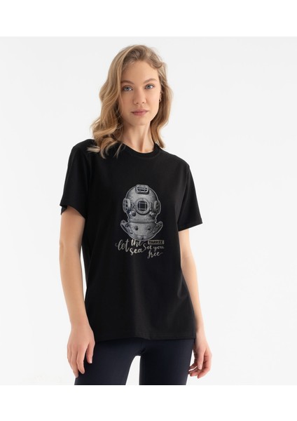 Antik Dalgıç Tasarım T-Shirt, Dalgıç Baskılı T-Shirt, Büyük Beden T-Shirt