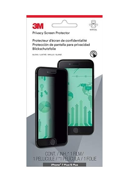 Gizlilik Sağlayan Ekran Koruması, Apple iPhone 6 Plus/6s Plus/7 Plus/8 Plus, Siyah