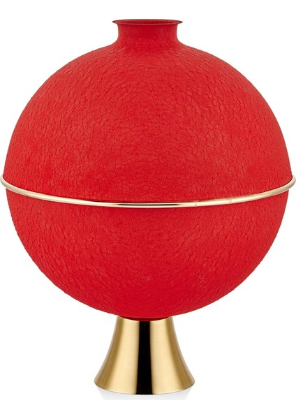 Seta Textured Dark Ayaklı Küre Vazo Kırmızı Gold 303041 cm