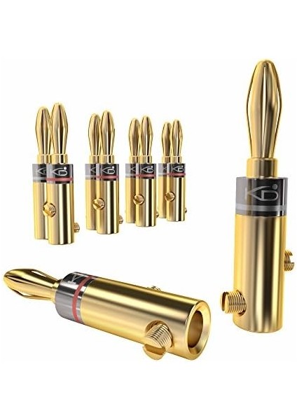 - Muz Fiş-5 Çift (6 Mm²'ye Kadar Hoparlör Kablosu Için Muz Fiş Bağlantısı, Hifi Kutusu, Amplifikatör/güç Amplifikatörü, Alıcı/stereo Sistem Esnek Bağlantısı, Vidalanabilir, Altın Kaplama)
