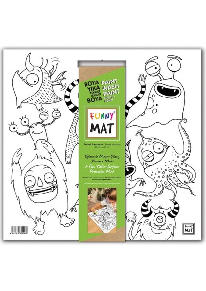 Çocuk Funny Mat White 40X40CM - Sevimli Canavarlar