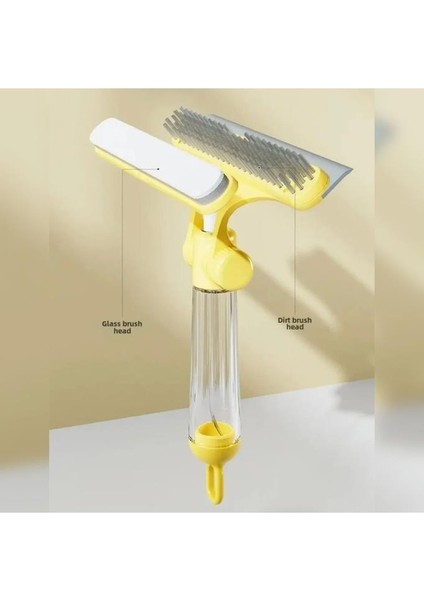 3 Fonksiyonlu Oynar Başlıklı Camsil (Cam Çek Sünger Fırça )Spreyli Su Hazneli Saplı Temizlik Aleti modelleri