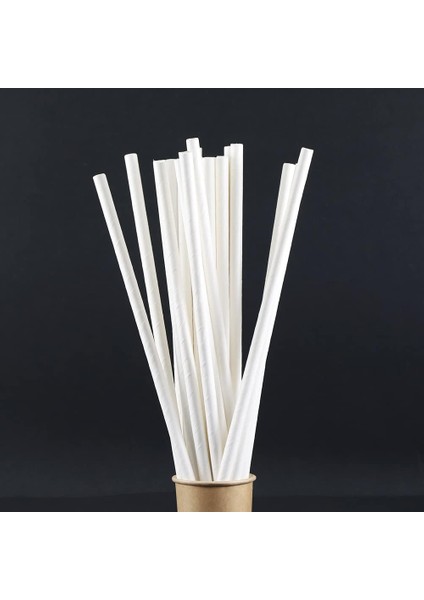 Janset Kağıt Pipet 100 Adet Beyaz Kağıt Pipet, Çap 6 mm 20 cm , Pla/pe Içermez, Biyolojik Olarak Çözünebilir Tek Kullanımlık Pipet, Sağlam Kağıttan