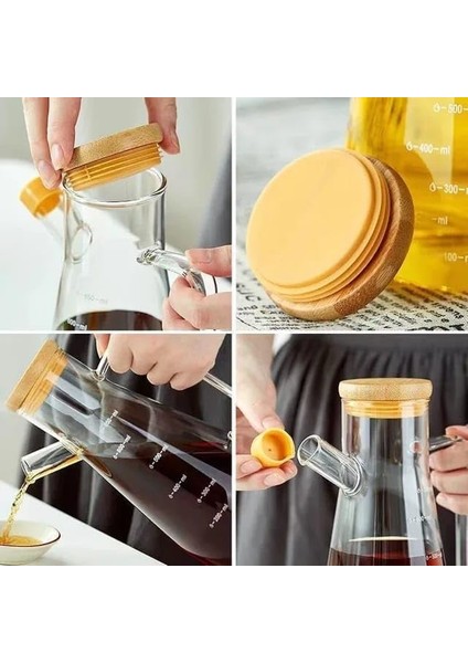 Home 900 ml 2 Adet Borosilikat Cam Yağdanlık,termisil Isıya Dayanıklı Yağlık ve Sirkelik,zeytin Yağı,limon Suyu ve Sirke Için Yağ Şişesi (2 Adet)