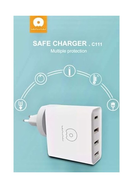 C111 Ev Hızlı Şarj Aleti 48W Pd 4 Bağlantı Noktası - 1 Tip-C ve 3 USB 3.0A 5V/9V/12V