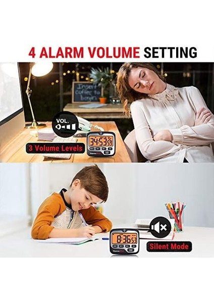 TM01 Dijital Mutfak Zamanlayıcısı, Geri Sayım ve Kronometre, Ayarlanabilir Sesli Alarm ve Geniş Arkadan Aydınlatmalı LCD Ekranlı Manyetik Zamanlayıcı Saat