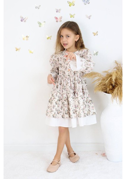 Kız Çocuk Yeni Sezon Çiçekli Elbise Pembe fiyatları