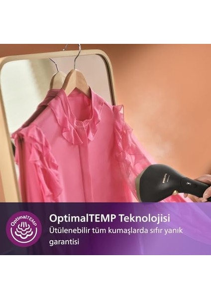 STH7060/80 Buharlı Düzleştirici 7000 Serisi, Optimaltemp Teknolojisi, 28 G/dk Buhar Gücü, 30 Saniyede Hazır, 100 ml ve 200 ml Değiştirilebilir Su Haznesi