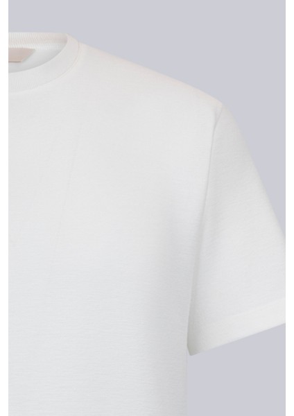 Beyaz Regular Fit Bisiklet Yaka Basic Tişört