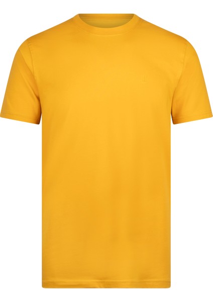Sarı Regular Fit Bisiklet Yaka Pamuklu Basic Tişört