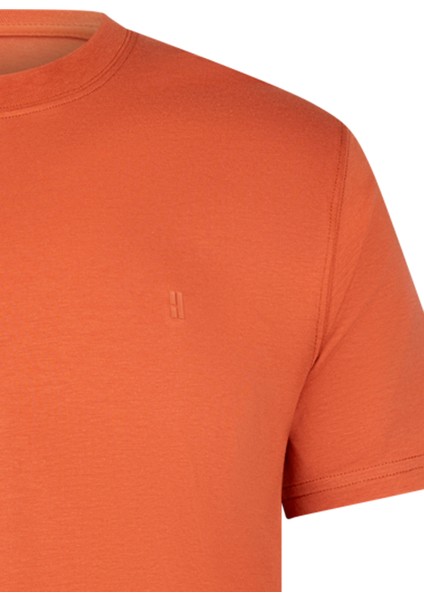 Kiremit Regular Fit Bisiklet Yaka Pamuklu Basic Tişört