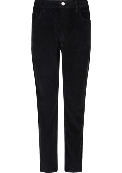 Siyah Dinamik Fit 5 Cep Kadife Pantolon