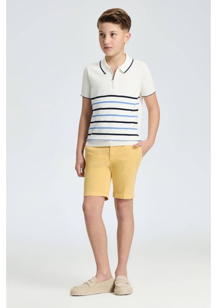 Fermuar Detaylı Çizgi Desen Saf Pamuk Çocuk Triko Polo fiyatları