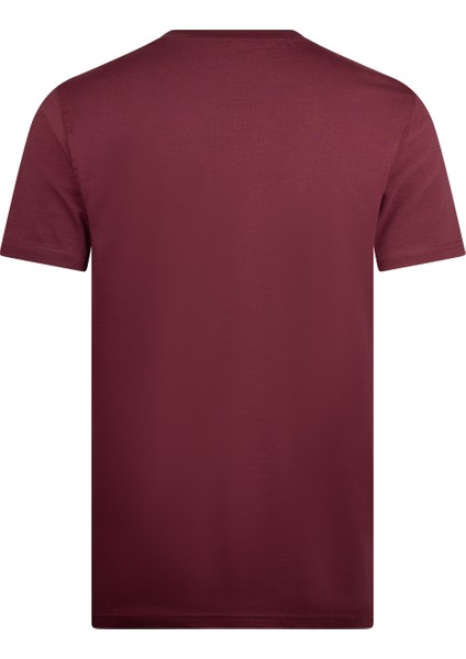 Bordo Regular Fit Bisiklet Yaka Pamuklu Basic Tişört