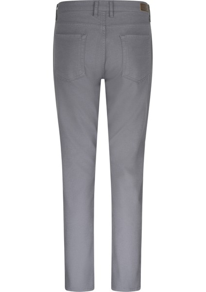 Gri Regular Fit 5 Cep Pamuklu Kanvas Pantolon