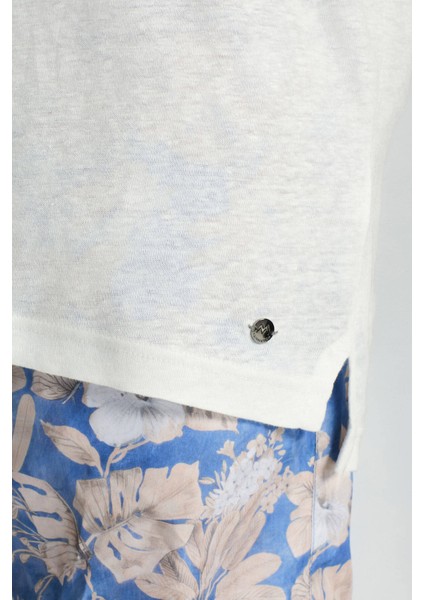 Saf Keten Beyaz Polo Yaka T-Shirt indirimleri