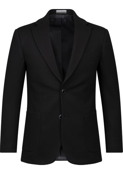 Siyah Slim Fit Mono Yaka Casual Takım Elbise