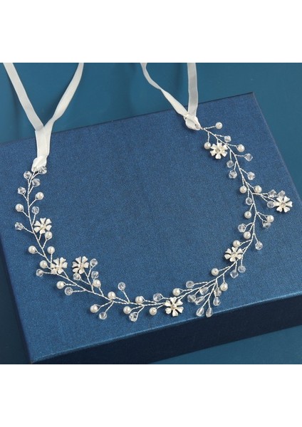 Ledong Shop C 34CM Gümüş 2020 Düğün Saç Aksesuarları Kristal Inci Taç Taç Çiçek Saç Bandı Kadın Saç Takı Gelin Saç Aksesuarları (Yurt Dışından)