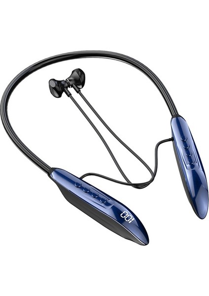 Amorus M518P Boyun Bantlı Kablosuz Kulaklık Bluetooth 5.3 Manyetik Boyun Asma Kulaklık Spor Kulaklığı - Mavi (Yurt Dışından)