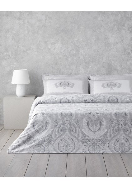 Paisley Serenade Pamuk Saten King Size Nevresim Takımı 240x220 cm Gümüş