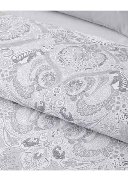 Paisley Serenade Pamuk Saten King Size Nevresim Takımı 240x220 cm Gümüş fırsatları