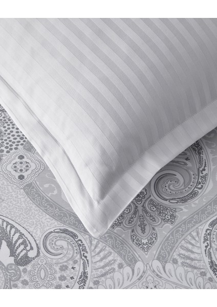 Paisley Serenade Pamuk Saten King Size Nevresim Takımı 240x220 cm Gümüş indirimleri