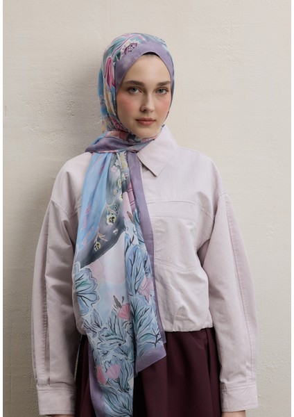 Flower Dreams Desen Ipek Krep Şal Soft Pembe modelleri