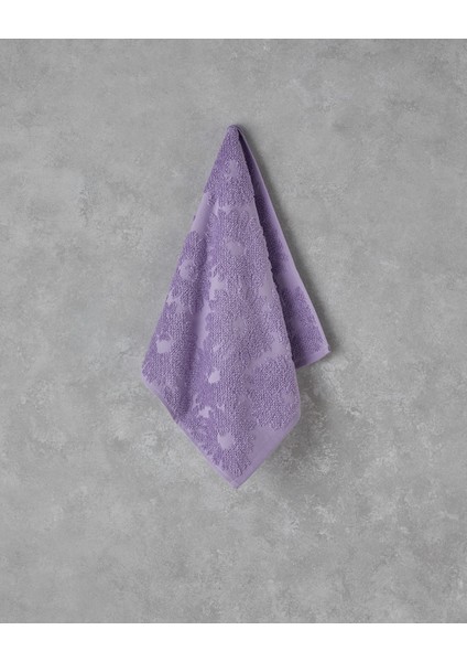 Flower Touch Pamuklu Jakarlı Yüz Havlusu 50 x 80 cm Lila