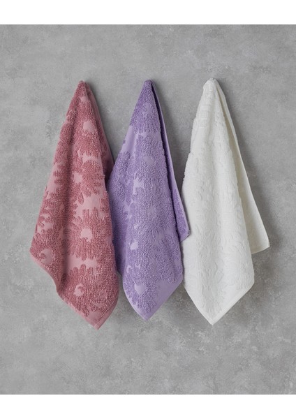 Flower Touch Pamuklu Jakarlı Yüz Havlusu 50 x 80 cm Lila modelleri