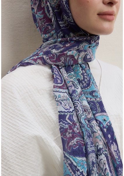 Dark Bohemy Desen Ipek Krep Şal Lavanta fırsatları