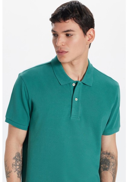 Erkek Slim Fit Dar Kesim %100 Pamuk Yeşil Yaka Tişört fiyatları