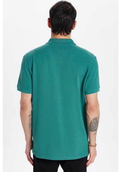 Erkek Slim Fit Dar Kesim %100 Pamuk Yeşil Yaka Tişört indirimleri