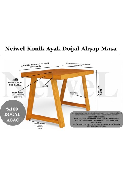 Riza Doğal Ahşap Yemek MASASI-70-100