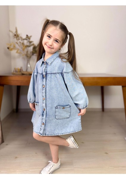 Düğmeli̇ Kot Elbi̇se