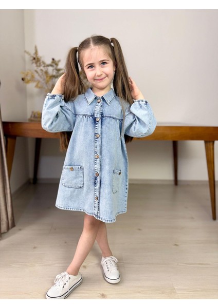 Düğmeli̇ Kot Elbi̇se