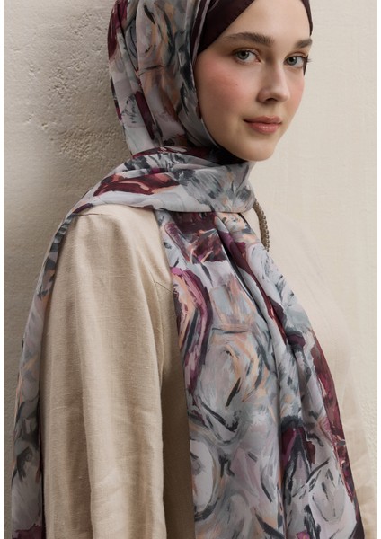 Margot Desen Ipek Krep Şal Koyu Bordo