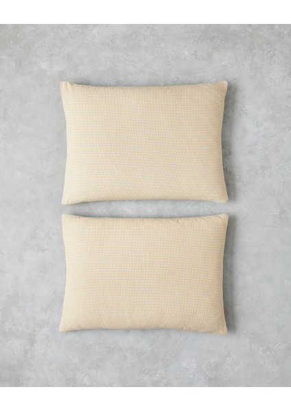 Petit Check Pamuklu 2'li Yastık Kılıfı 50X70 cm Sarı-Yeşil