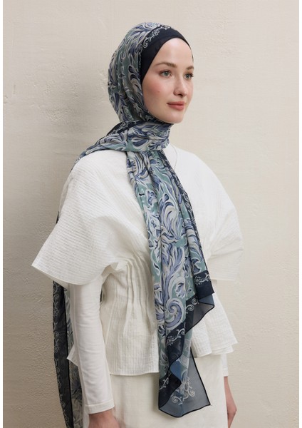 Laura Desen Ipek Krep Şal Mint