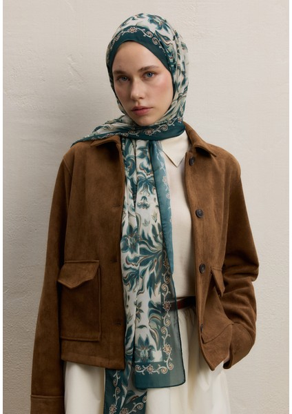 Laura Desen Ipek Krep Şal Koyu Yeşil fırsatları