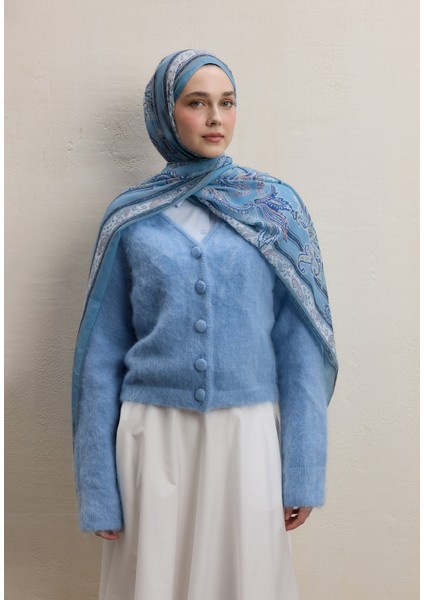 Luna Desen Ipek Krep Şal Pastel Mavi fiyatları