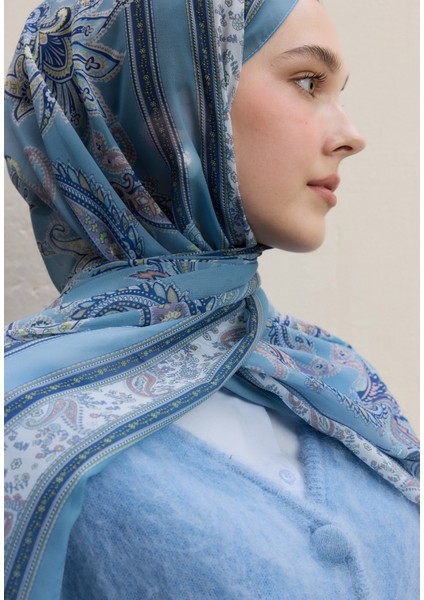 Luna Desen Ipek Krep Şal Pastel Mavi fırsatları